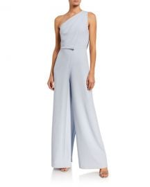 Halston Asymmetric Draped Wide-Leg Jumpsuit at Neiman Marcus