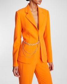 Halston Avery Chain-Embellished Stretch Crepe Jacket at Neiman Marcus