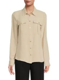 Halston Button Front Patch Pocket Shirt at Saks Off 5th