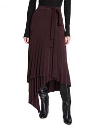 Halston Ella Asymmetrical Pleated Jersey Skirt at Neiman Marcus