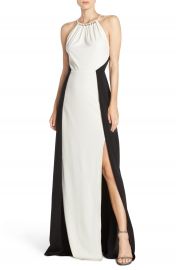 Halston Heritage Colorblock Crepe Gown at Nordstrom