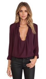 Halston Heritage Cowl Blouse in Syrah  REVOLVE at Revolve