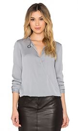 Halston Heritage Drape Neck Blouse in Haze at Revolve