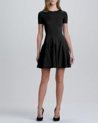 Halston Heritage Flare Skirt Ponte Dress Black at Neiman Marcus