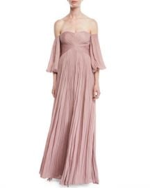 Halston Heritage Off-the-Shoulder Pleated Gown at Neiman Marcus