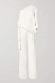 Halston Heritage One Shoulder Crepe Jumpsuit at Net a Porter