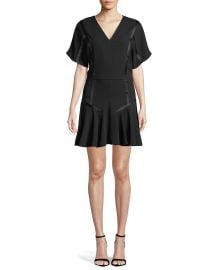 Halston Heritage Satin-Trim Flounce Dress at Neiman Marcus