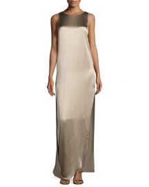 Halston Heritage Sleeveless Satin   Matte Column Gown  Oat at Neiman Marcus