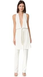 Halston Heritage V Neck Drape Front Jumpsuit at Shopbop