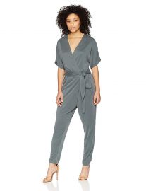 Halston Heritage Women s Kimono Sleeve V Neck Jumpsuit at Amazon