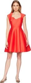 Halston Heritage Womens Cap Sleeve V-Neck Structure Dress w Bow at Amazon