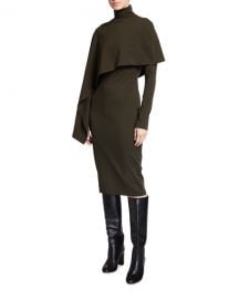 Halston Layla Micro Knit Dress w  Asymmetrical Capelet at Neiman Marcus