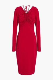 Halston Ruched Jersey Midi Dress at The Outnet