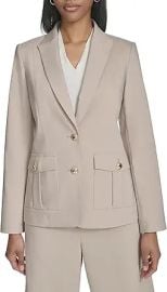 Halston Women's Two Button Compression Cotton Front Buttoned Pocket Blazer at Amazon