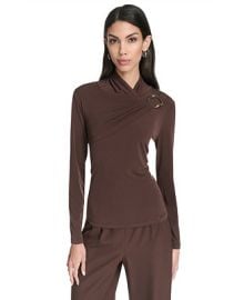 Halston Women39s Hardware Matte Long Sleeve Top - Macy39s at Macys
