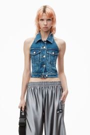 Halter Top in Comfort Stretch Denim in DEEP BLUE sleeveless alexanderwang at Alexander Wang