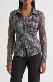 Hamilton Ruched Mixed Plaid Button-Up Shirt at Nordstrom Rack