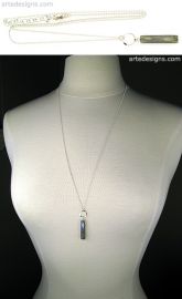 Hammered Circle Labradorite Tag Necklace at Arte Designs