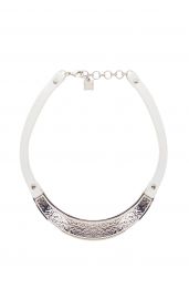 Hammered Metal Plate Necklac at Bcbg