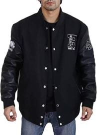 HampD Clothing Black Varsity Rock Stylish Bells Varsity Letterman Wool Faux Leather Sleeves Men The LL Cool Varsity Jacket at Mens Clothing store at Amazon