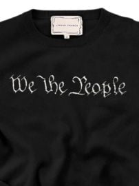 Hand Embroidered quotwe the peoplequot Constitution Edition Women39s Crewneck 100 Sustainable Cashmere Lingua Franca NYC at Lingua Franca
