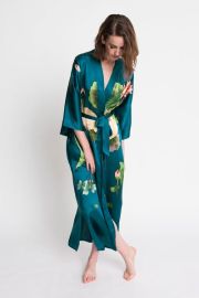 Hand-Painted Crane Kimono Robe - Long  KIMONO at Kim and Ono