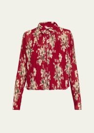 Hand-Sketched Floral Georgette Blouse at Bergdorf Goodman