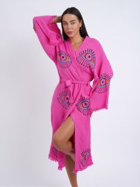 Handmade Evil Eye Boho Festival Kimono Boho Beachwear Bathrobe Spa Robe Barbie Pink Robe Cardigan Beachwear Cover Up Dressing Gown - at Etsy