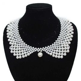 Handmade Faux Pearls Detachable False Collar Necklace  at Amazon