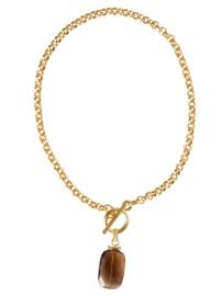 Handmade Smokey Topaz Pendant Toggle Chain Necklace at Misook