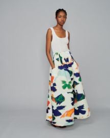 Handpleated Kenza Skirt in White Pansy Julia Heuer at Julia Heuer