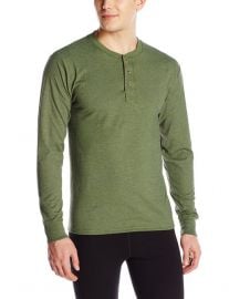 Hanes Menand39s Long Sleeve Beefy-T Henley T-Shirt in forest at Amazon