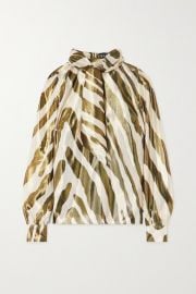 Haney - Billie metallic zebra-print silk and Lurex-blend blouse at Net A Porter