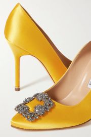 Hangisi 105 embellished satin pumps at Net a Porter