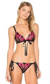 Hanky Panky Embroidery Front Tie Bralette in Black  amp  Hot Fuchsia from Revolve com at Revolve