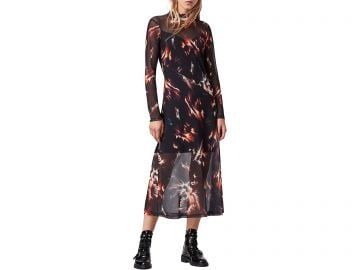 Hanna Flames Mesh A-Line Midi Dress by All Saints at Zappos