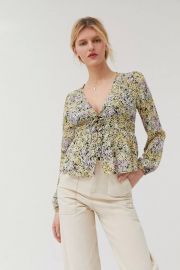 Hannah Button-Front Blouse at Urban Outfitters