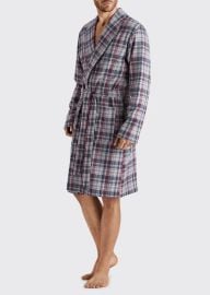 Hanro Mens Thilo Plaid Cotton Robe at Bergdorf Goodman