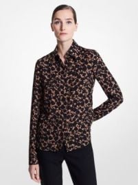 Hansen Floral Silk Crepe De Chine Shirt at Michael Kors