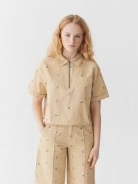 Happy Sad Cropped Zip Shirt at Lazy Oaf