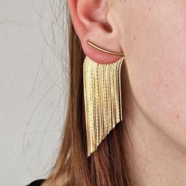 Harfi Gold Plated Waterfall Party Tassel Earrings at Wolf & Badger