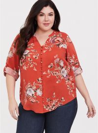 Harper Blouse in Floral Terracotta by Torrid at Torrid