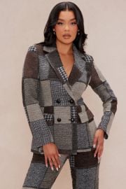 Harriet Patched Blazer - Greycombo Fashion Nova at Fashion Nova