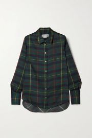 Harris cutout draped tartan satin-twill shirt at Net a Porter