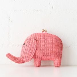 Harry Elephant Wicker Bag in Pink from Serpui at Clic
