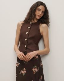 Hartwell Tailored Vest in Dark Mocha | Veronica Beard at Veronica Beard