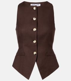 Hartwell linen-blend twill vest in brown - Veronica Beard at Mytheresa