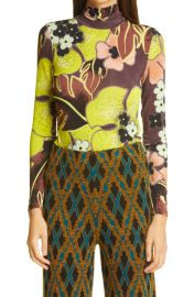 Hask Floral Print Turtleneck Top at Nordstrom