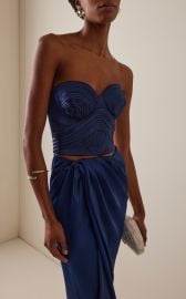 Hasta El Cielo Pleated Satin Corset Top By Andres Otalora at Moda Operandi