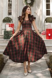 Hattie Dress in Green Plaid at Ivy City